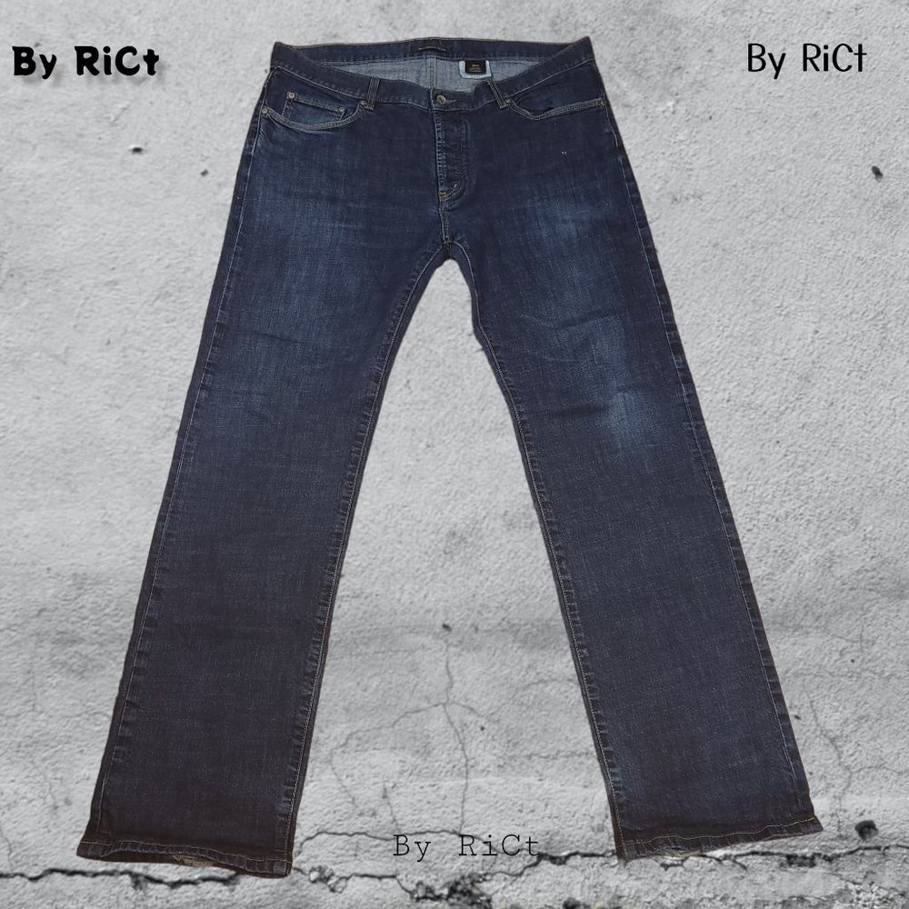 John Varvatos Men Jeans Size 38x33 Relaxed Straight Blue Denim Mid Rise Buttons